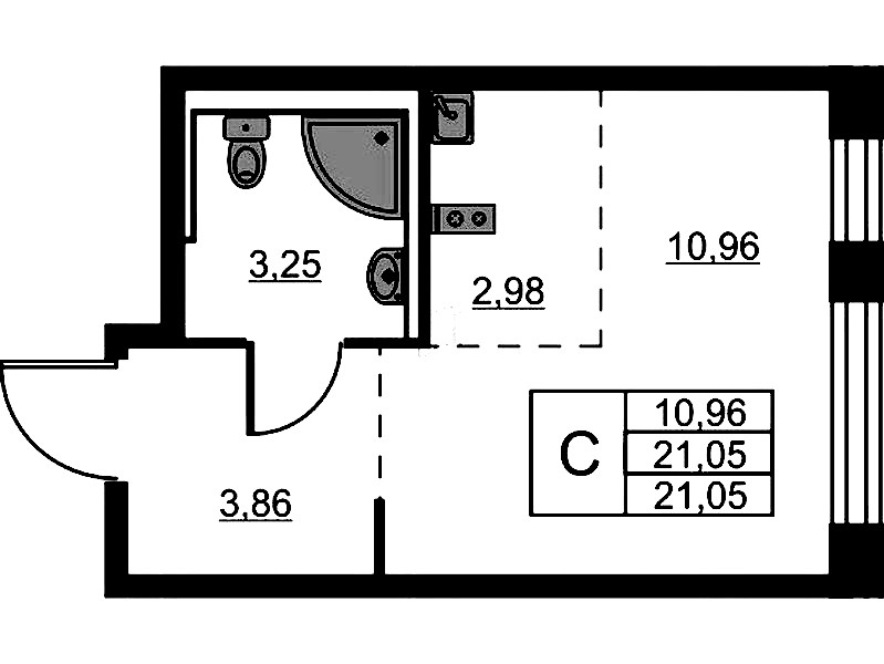 Квартира студия 21.05 м², 3/24 эт., ЖК «Живи! В Рыбацком»
